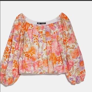 Zara Floral Pleated CropTop
